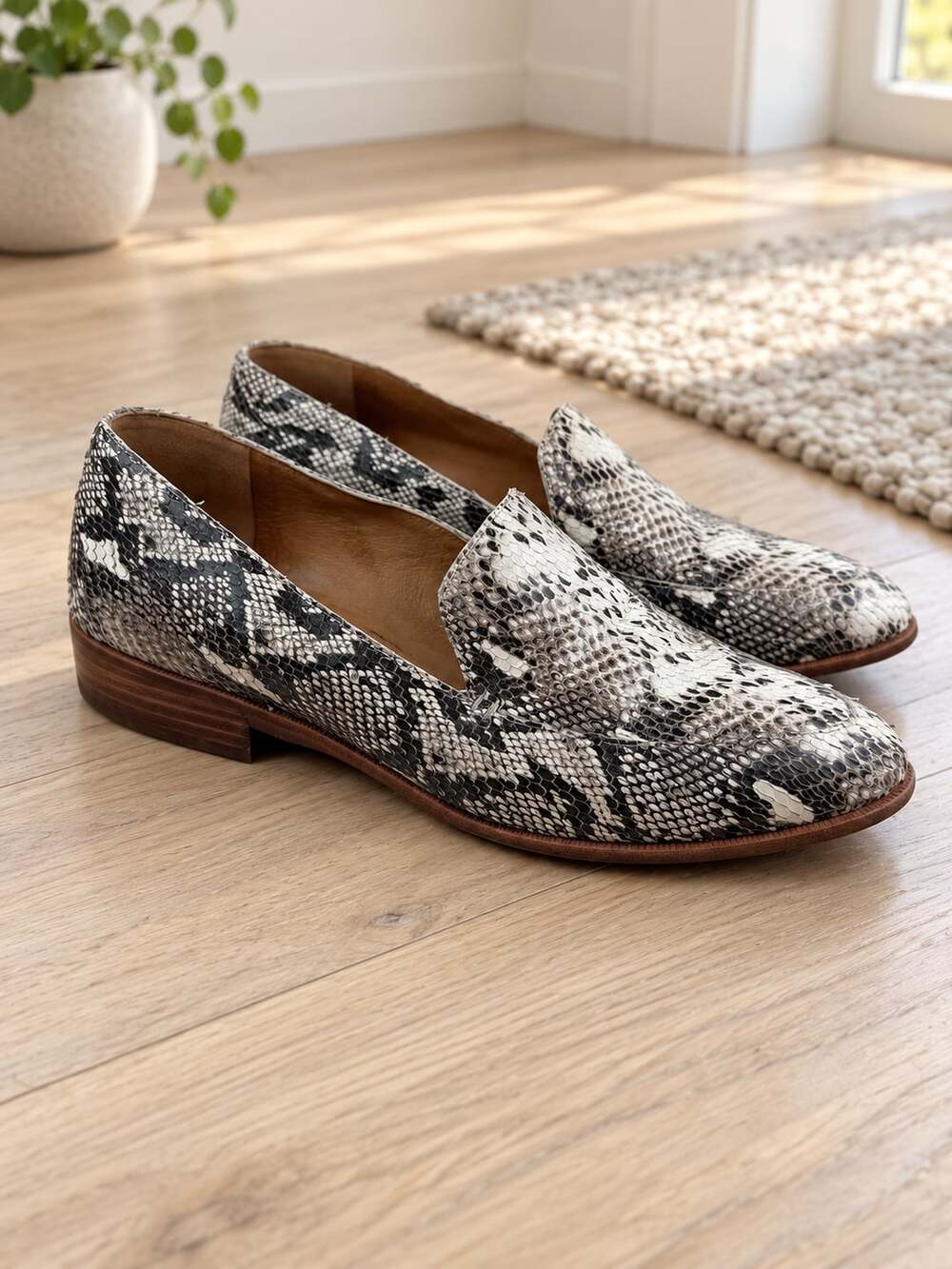 Madewell Frances Loafer Stamped Snake Leather Slip On Shoes Women’s 8